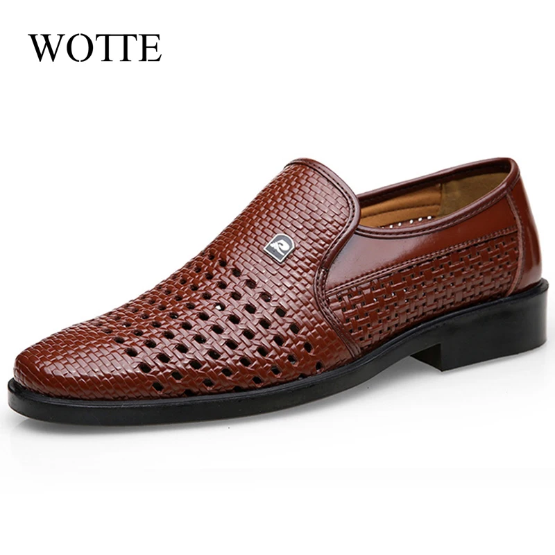 Mens Fashion Oxford Lace up Dress Shoes Hollow Leather Shoes Driving Loafers Slip On Wear-Resistant Walking Shoes
