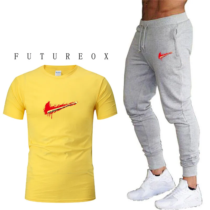 Новые мужские наборы для бега быстросохнущие дышащие шорты+ свободные Стрейчевые спортивные штаны летние спортивные костюмы для бега фитнес-тренировки
