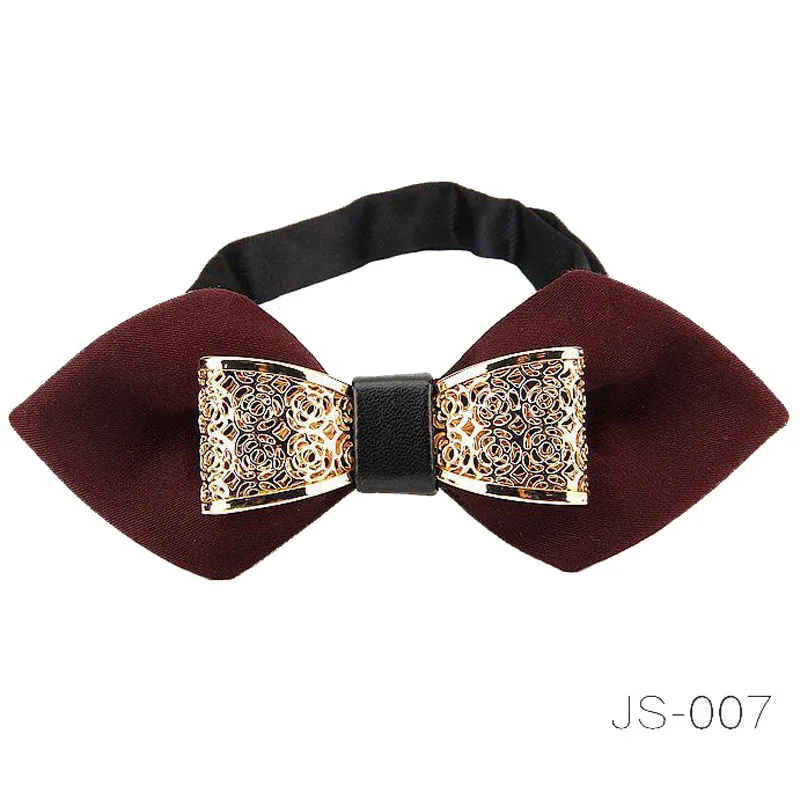 JS-007 Модный мужской галстук-бабочка из хлопка ручной работы, унисекс, для жениха, металлическая бабочка, острый галстук-бабочка, Модный классический высококачественный подарок - Цвет: JS-007