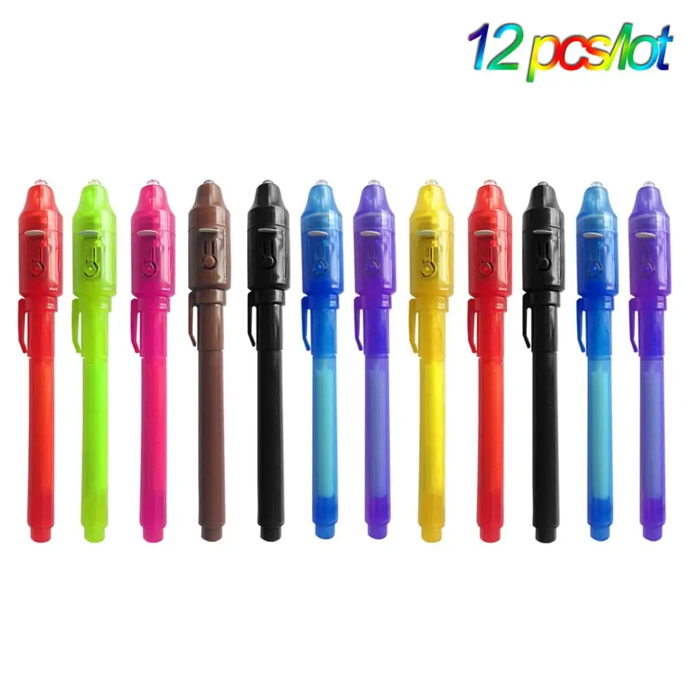 Bolígrafo de tinta invisible con luz UV, bolígrafo espía para escribir un  mensaje secreto, regalo de cumpleaños para niños, 7 Uds. JM