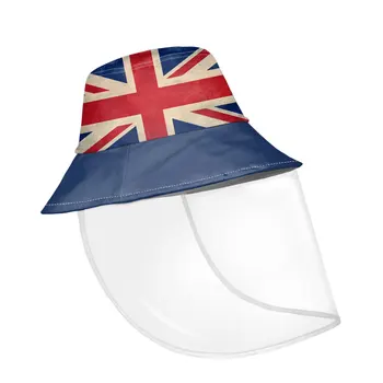 

Dustproof Unisex Bucket Hats British Flag Print Summer Sun Protection Fisherman Cap Anti-spitting Hats For Women Kapelusz