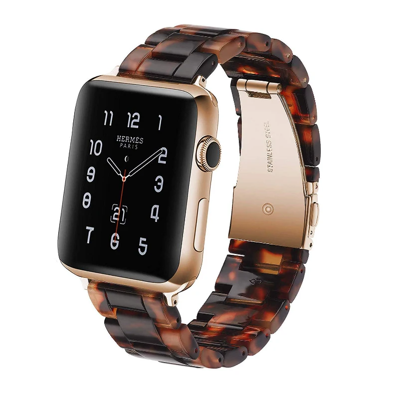 Новый ремешок из нержавеющей стали и смолы для часов Apple Watch Band 44 мм 40 42 38 Замена