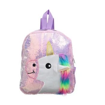 

New Cute Unicorn Baby Kids Girls School Bag Plush Cartoon Cute Backpack Sequins Shoulder Bag