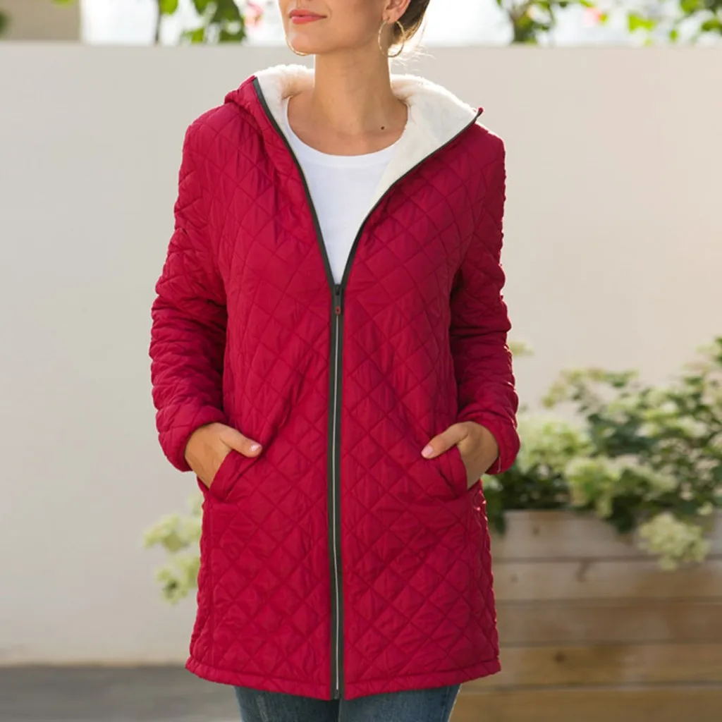 Однотонная Повседневная Свободная верхняя одежда на молнии с капюшоном; manteau femme hiver; Женское пальто; толстая зимняя теплая парка с подкладкой; модная женская бархатная куртка