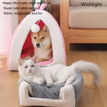 

Super Soft Cat Bed House Washable Long Plush Dog Kennel Cat House Velvet Mats Sofa for Dog Basket Pet Bed