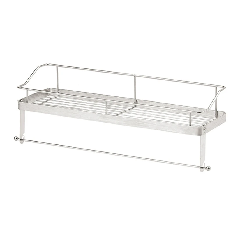 

304 Stainless Steel Kitchen Bathroom Toilet Shelf Wall Mount Shower Adhesive No Drilling Storage Organizer Shampoo Holder Rack