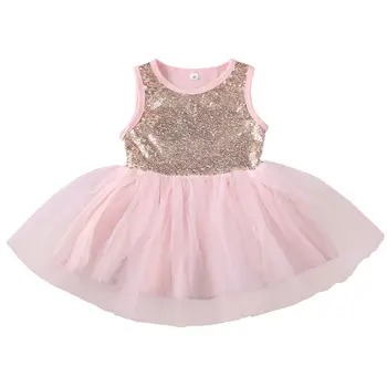 

Lovely Toddler Baby Girl Sequin Bowknot Dress Sleeveless Lace Patchwork Wedding Party Princess Dress