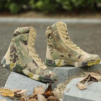 

Men Camouflage Desert Boots Autumn Winter Non-slip Wear-resistant Python Printed Special Forces Breathable Tactical Combat Boots