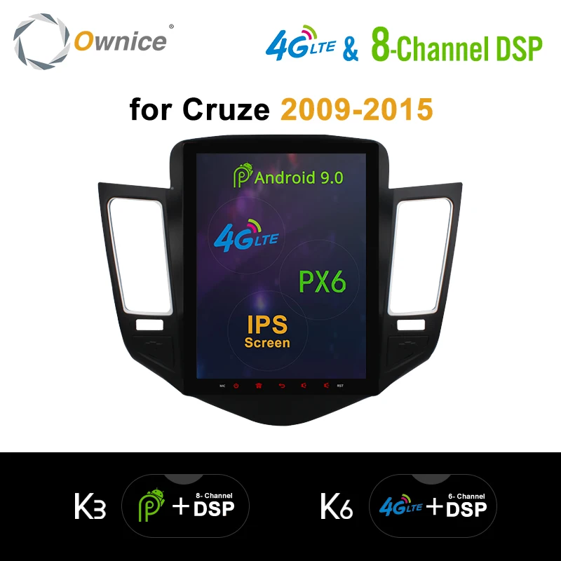 Ownice Vertical Android 9 0 автомобильный DVD для Chevrolet Cruze 2009 2010 2011-2014 K3 K6 автомобильное радио DSP