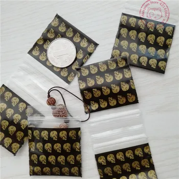 

Reclosable Poly Packaging Bags Gold Skull Desgin 50 100 Small Zip Lock Seal Bag 175175