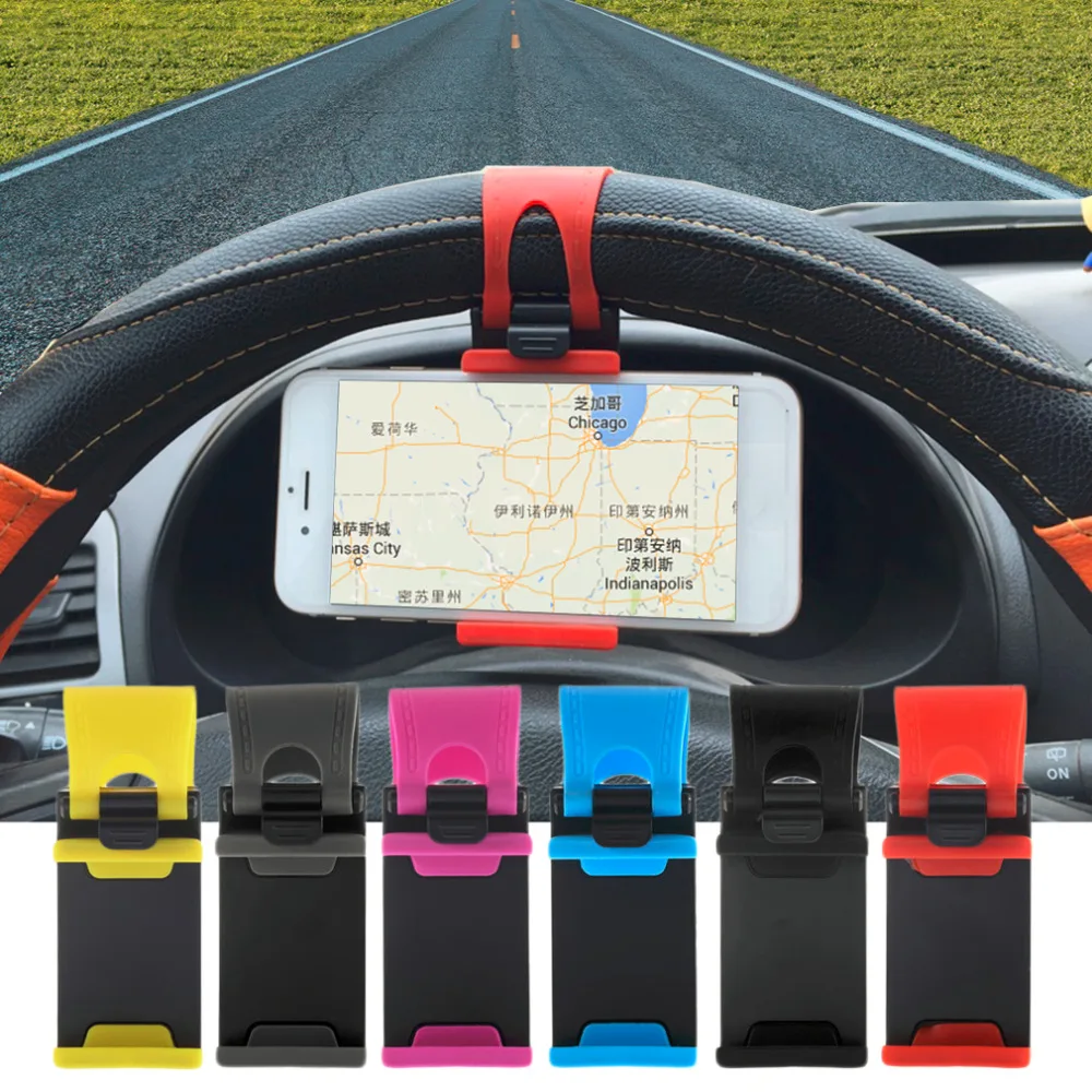 Черный Автомобильный держатель на рулевое колесо резиновый для iPhone iPod MP4 GPS