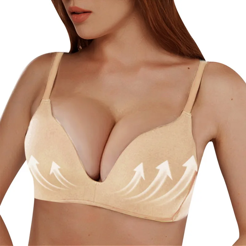 Wireless Push Up Bra Solid Color Seamless Soft Bras For Women Double Breasted Sexy Lingerie Comfort Breathable Bralette