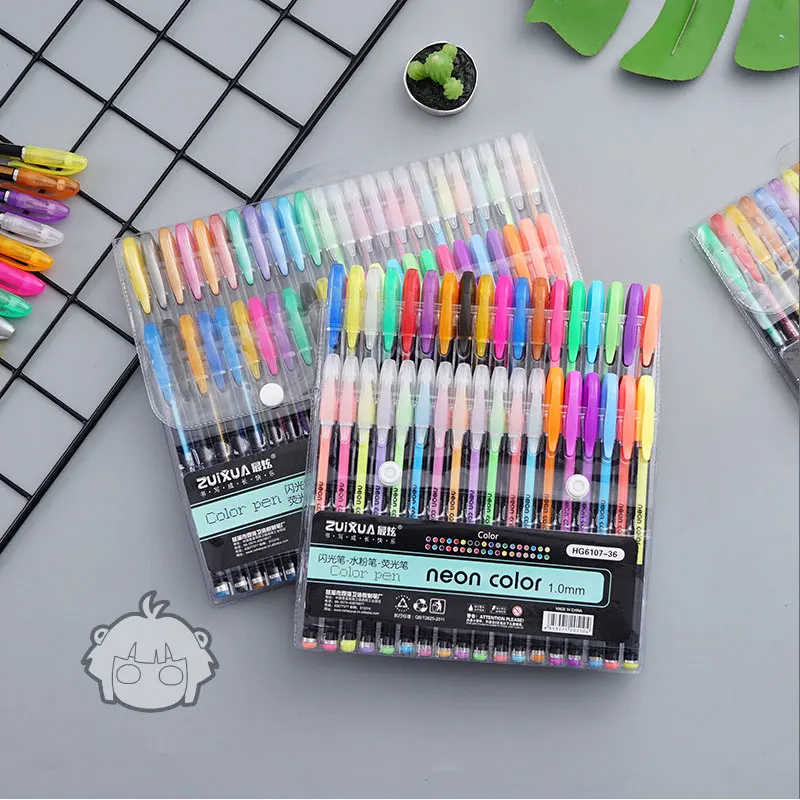 12 Teile/satz Gel Pen-Set Glitter Gel Stifte für Schule Büro Erwachsene Malbuch Zeitschriften Zeichnung Kritzeln Kunst Marker Zeichnung Stift – Detail 7