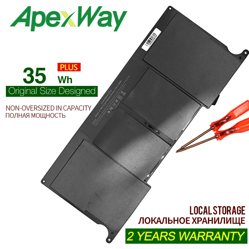 Аккумулятор ApexWay для ноутбука A1370 7 6 В 35 Вт/ч Apple MacBook Air 11 дюймов A1465 2012 2011