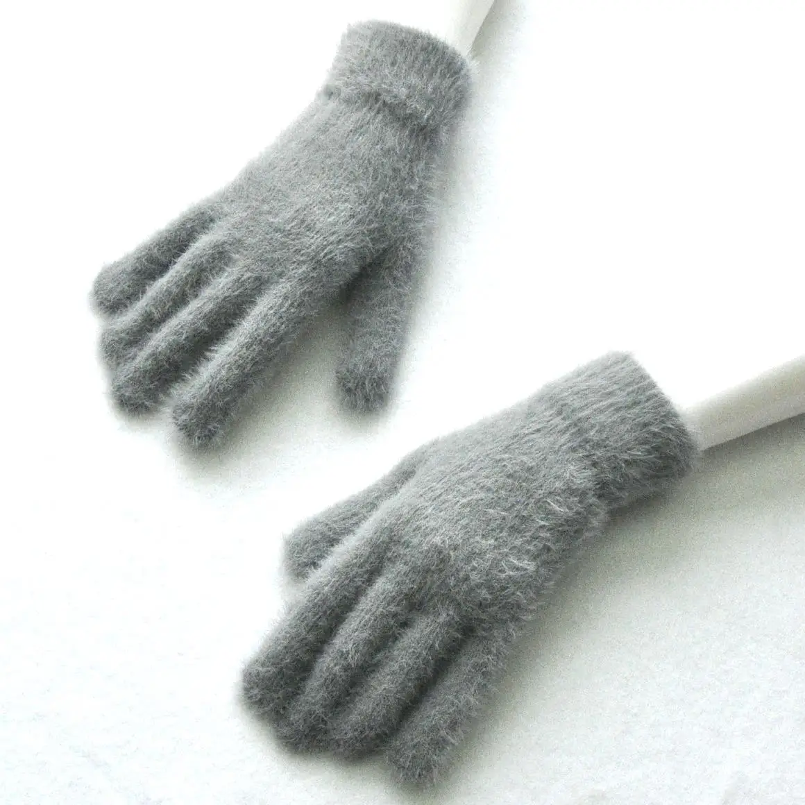 Imitate Mink Wool Knitting Glove Male Ma'am Winter Cycling Keep Warm Thickening Increase Down Gloves Quality Fingers Gaunlets