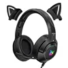 Auriculares K9 versión demonio para videojuegos, cascos Oreja de Gato con micrófono RGB, luminosos, con reducción de ruido para ordenador y teléfono móvil ► Foto 2/6