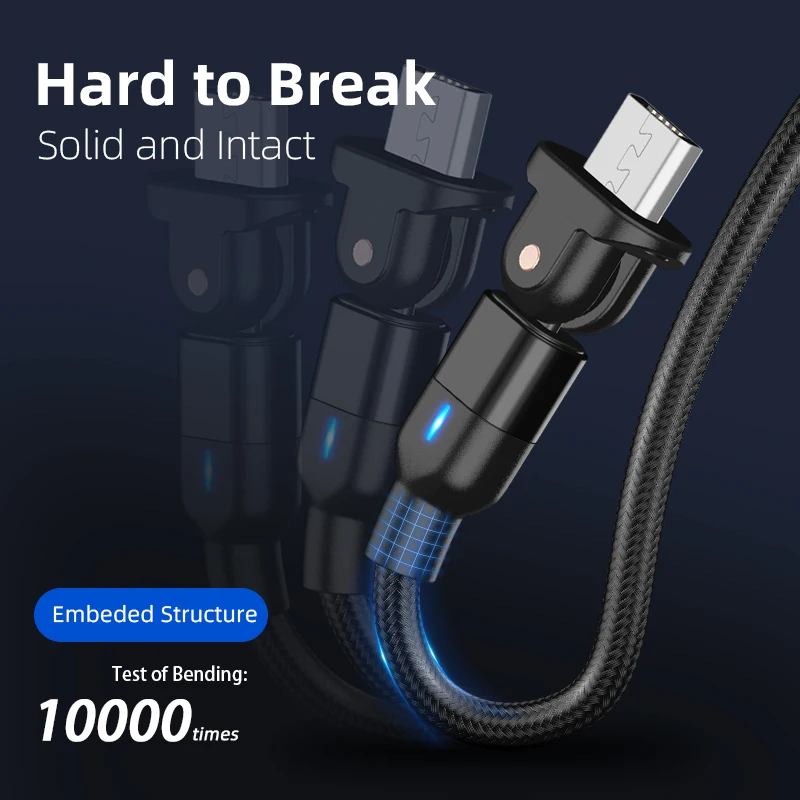 SUNPHG 180 градусов Micro USB кабель для Xiaomi Redmi Samsung Huawei Дата телефона Android кабель|Кабели