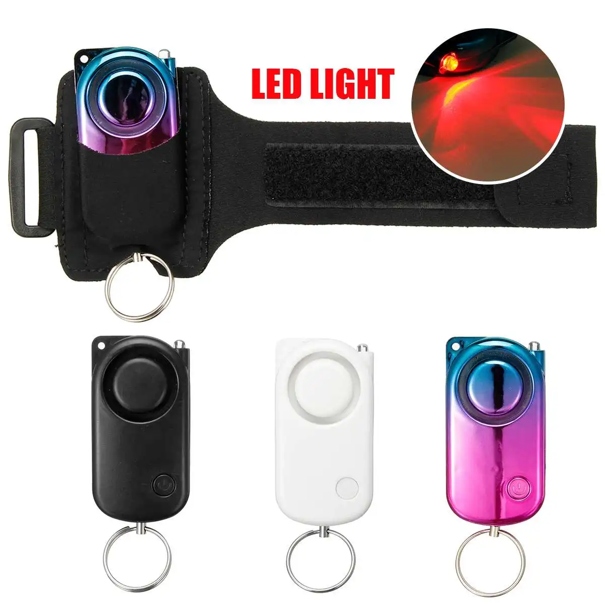 

120dB Personal Security Alarm Anti-Wolf Device Protection for Women Alarm New Armband Ring with LED Light lightweight Portable