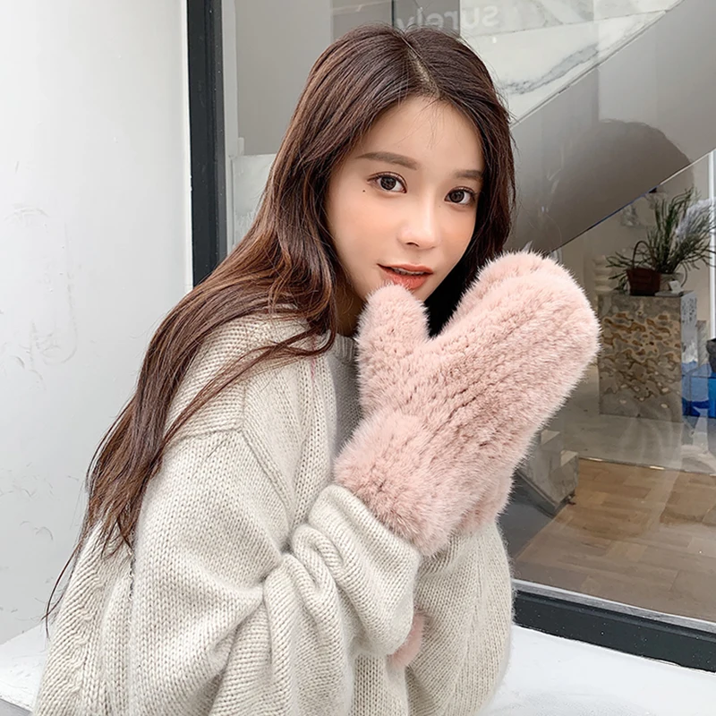 YCFUR милые перчатки для девочек зимние теплые мягкие толстые перчатки из натурального меха норки женские супер эластичные пушистые меховые перчатки для женщин