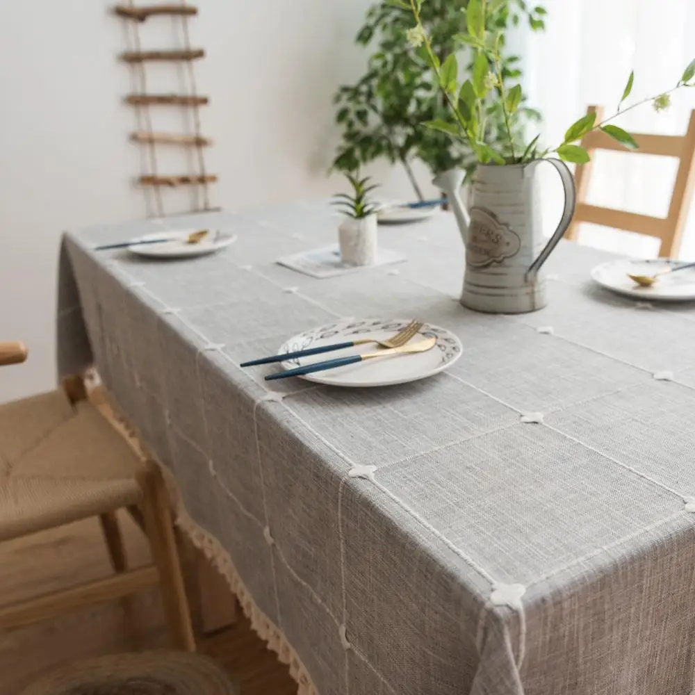 

Plaid Decoration Tablecloth Tassel Dining Table Cover Party Wedding Home Kitchen Rectangular Tablecloth Farmhouse Style Tabletop