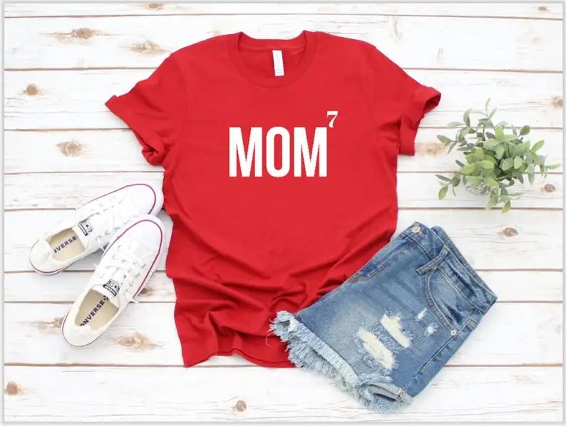 

Mom of 7 mama female shirt fashion harajuku cotton women tshirt funny graphic round neck mother clothing short sleeve top tees