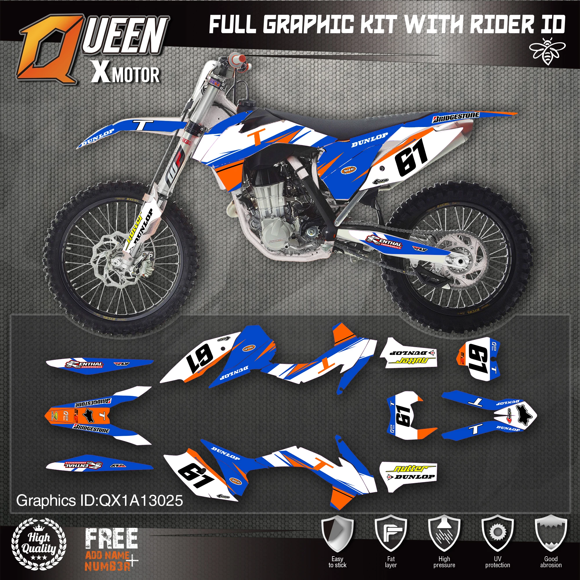 QUEEN X MOTOR Custom Team графические наклейки 3M Набор наклеек для KTM 2013 2014 2015 SX SXF 2016 EXC XC W