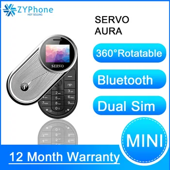 

SERVO AURA 360 Rotatable Mini Mobile Phone One Key Recorder Dual Sim Vibration Small Telephone Bluetooth Dialer Russian Language
