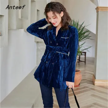 

long sleeve velvet plus size vintage ladies causal loose autumn spring blazer women jacket 2020 clothes coat