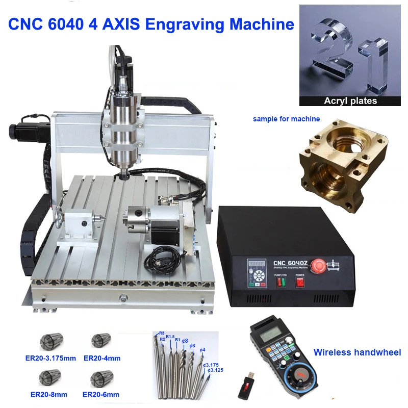 CNC 6040z 2.2KW 4 оси маршрутизатор металл USB фрезерный гравер машина резец древесины