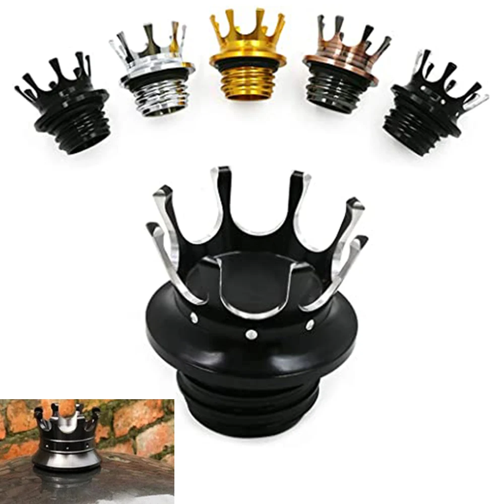 Crown Vented Fuel Tank Cover Cap Gas Cap Compatible With Harley Sportster XL 883 1200 48 Dyna Touring Road King Softail Custom