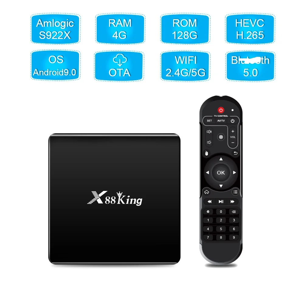 20 шт./лот X88 King медиаплеер Tv Box Mali-G52 BT5.0 Smart Android X88 King Amlogic S922x двойной Wifi MP6