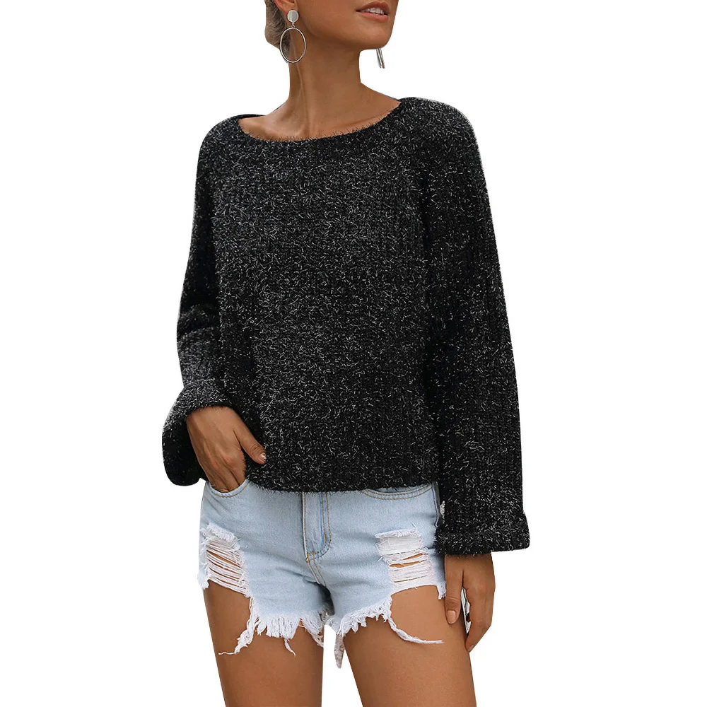 

New 2019 Autumn Winter Women's Sweaters Minimalist Tops Fashionable Korean Style Knitting Casual Solid