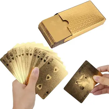 

Geometric Waterproof 24K Gold Foil Poker Cards For Casino Family Party Durable
