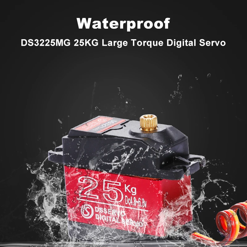 

Dsservo DS3225MG 25 кг 180 ° 270 ° металлическая Шестерня водонепроницаемый цифровой Красный сервопривод