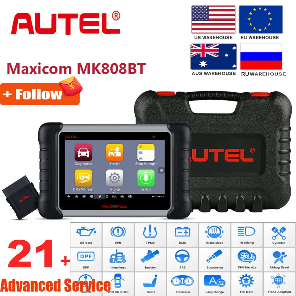US $515.38 Autel Maxicom Mk808bt Diagnostic Tool Autel Full System Diagnostic Scanner Tpms Programming Tool Autel Obd2 Scanner Professional