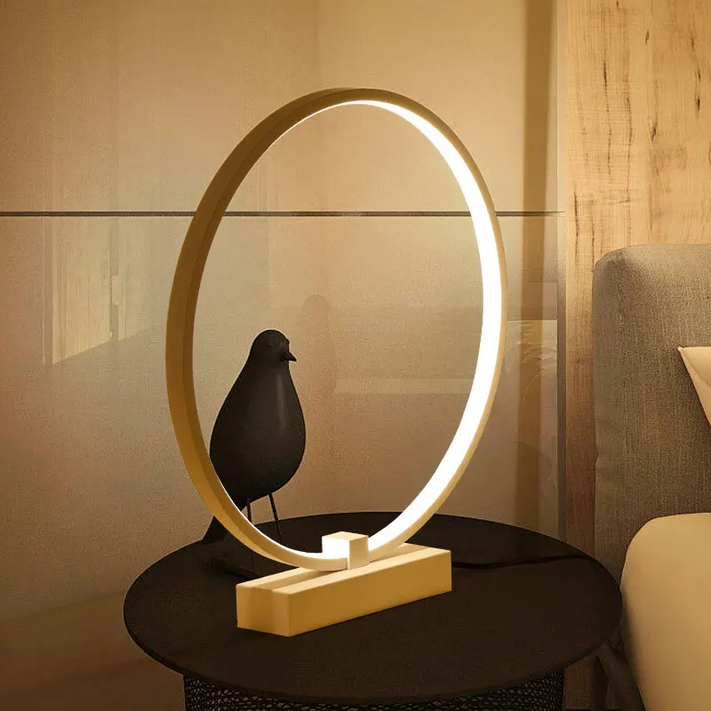  LED Table Lamps Modern Minimalist Round Shape Wooden Bracket Study Desk Lamp Night Light Decor And 