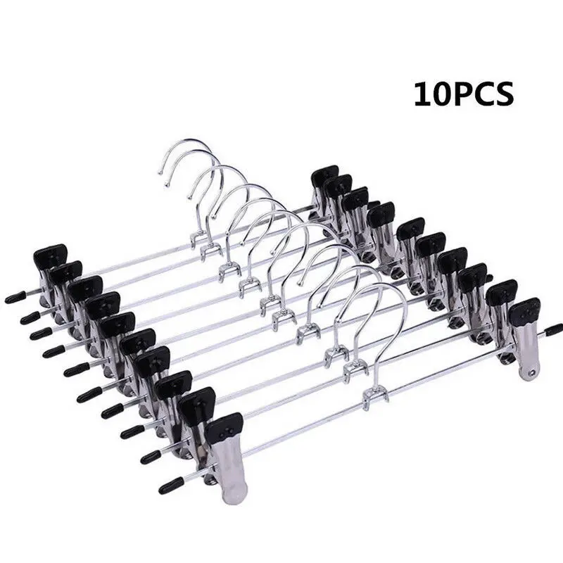 10PCS Stainless Steel Racks Holder Clothing Hangers Clip Peg Trousers