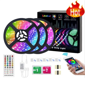 

LED Music Strip Light RGB 5050 Flexible Ribbon LED Lamp Light strip RGB 5M 10M 15M Tape Diode DC 12V+ Remote Control +Adapter