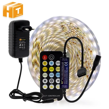 

Double White LED Strip Light 5025 Cold White + Warm White LED Strip 5M + CCT Remote Controller +12V 3A Power Supply