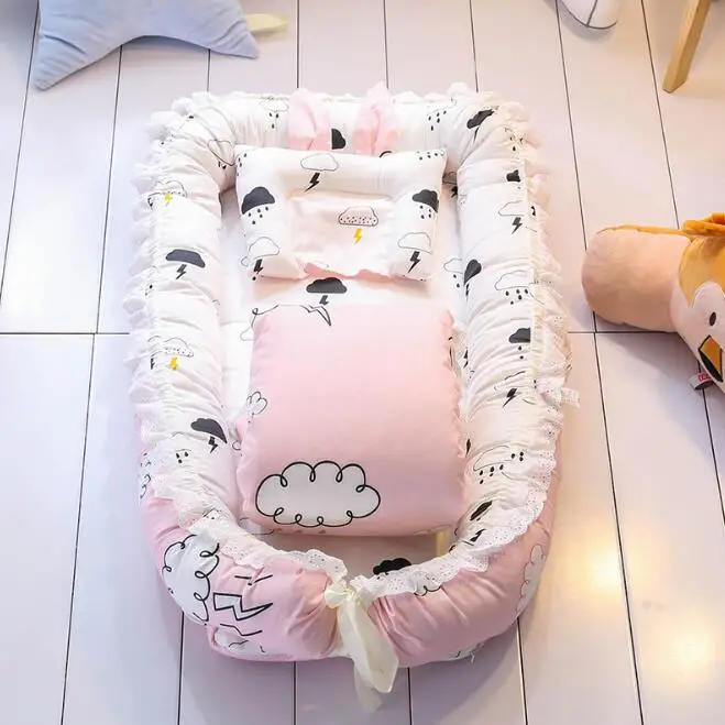 3pcs/set Newborn Portable Infant Crib Bed Sleeping basket Quilt Foldable Baby travel bed CradleBedding YHM005 - Color: YHM005A