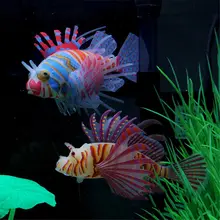 Маленькая аквариумная искусственная светящаяся Львиная рыбка пейзаж силиконовая поддельная рыба плавающая светящаяся в темноте орнамент домашний декор