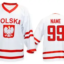 Команда Польша Белый Красный мужские Ретро Возврат хоккейные Джерси Вышивка сшитые настроить любой номер и имя