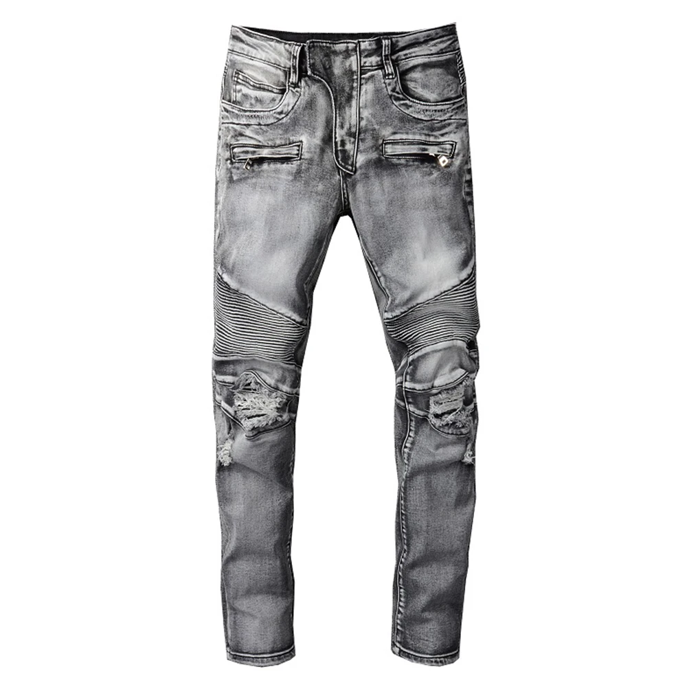 Denim Pants Streetwear | Jeans Gray Slim Fit | Denim Biker Jeans | Denim  Trousers - Men's - Aliexpress