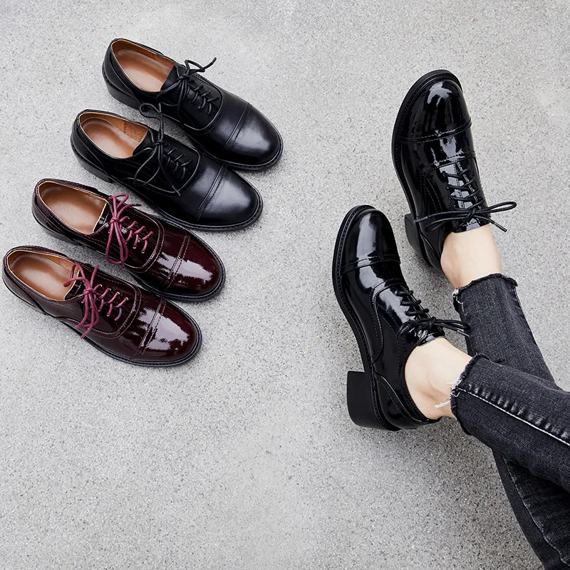 

2019 Spring New Style Korean-style Flat round Head Single Shoes Wear-Resistant with Patent Leather Small Leather Shoes British S