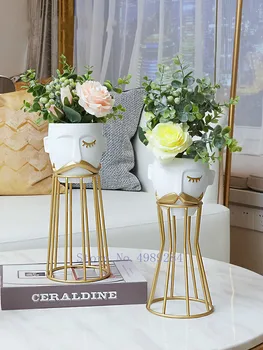 

Creative Resin Abstract Character Vase Moustache Eyes Closed Lovely Flower Pot Modern Home Flower Arrangement Decoration