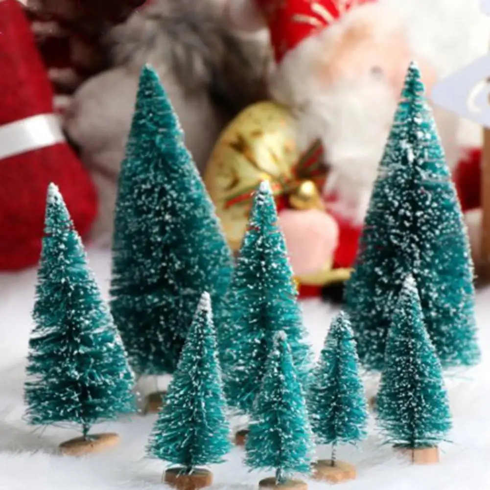 

Mini Christmas Tree Mini Sisal Snow Frost Trees with Wooden Base for Christmas Table Decoration