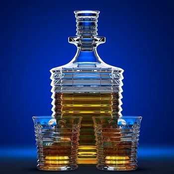 

Hellodream Crystal Decanter Set With 2 Pcs Old Fashioned Glasses- Lead Free Crystal for Liquor Scotch Bourbon