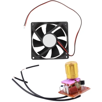 

80mm DC 12V 2Pin PC Computer Desktop Case CPU Cooling Fan & Table Lamp Dimmer Gold Tone Rotary Switch 2 Wire Connector