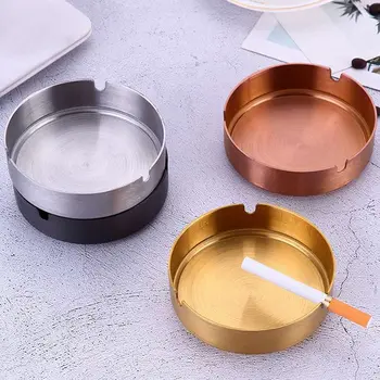 

1pc Stainless Steel Gold-plated Ashtray Cigar Ash Tray Cigarette Rest Holder