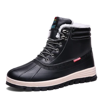 

Men's Keep Warm Winter Boots Men Plush Fur Lined Hiking Snow Boots Hiker High Top Shoes Outdoor Boot Water Resistant Big Size 48